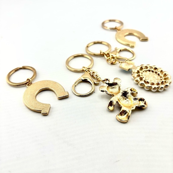 Luxe Gold & Sparkle Keychain Bundle - Lot of 4 (Perfume, Bear, Horseshoe) - Picture 3 of 7